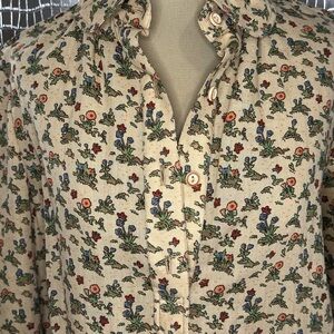 Vintage Geoffrey Beene Floral Button Up Shirt with Neck Ties Size Small